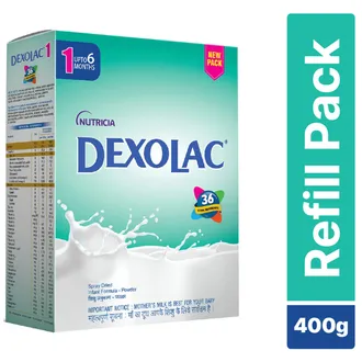  Dexolac Infant Formula Stage 1 Up to 6 Months, 400 gm Refill Pack
