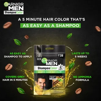  Garnier Men Shade 1 Shampoo Color, Natural Black, 1 Count