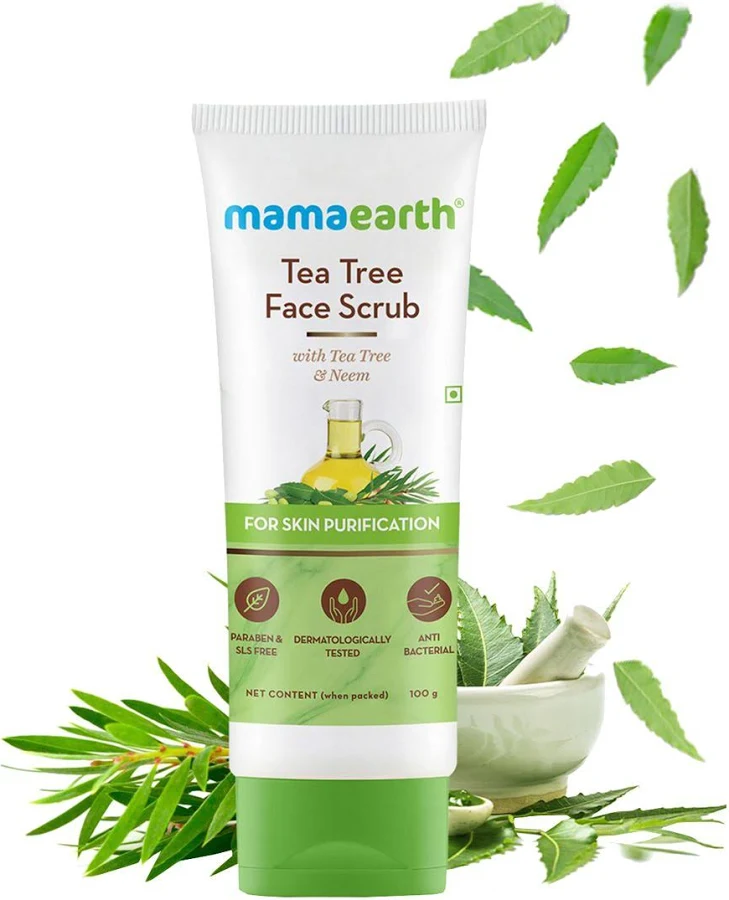 Tea Tree Face Scrub with Tea Tree and Neem for Skin Purification - 100g