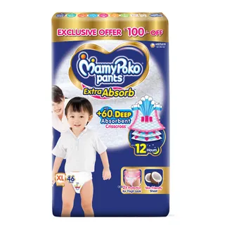MamyPoko Extra Absorb Diaper Pants XL, 46 Count
