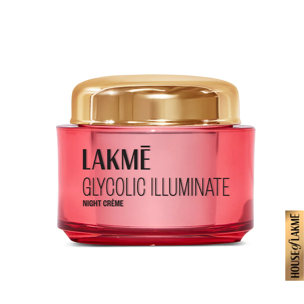    Lakme Glycolic Illuminate Night Cream with Glycolic Acid & 1% Niacinamide for Skin Cell Regeneration 