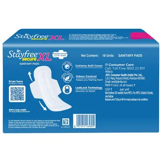 Stayfree Secure Pads with Wings XL, 18 Count