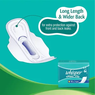 Whisper Maxi Fit Sanitary Pads Regular, 15 Count
