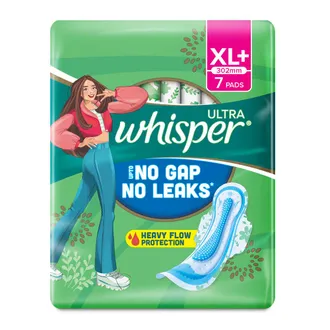Whisper Ultra Upto No Gap No Leaks Sanitary Pads XL, 6 Count