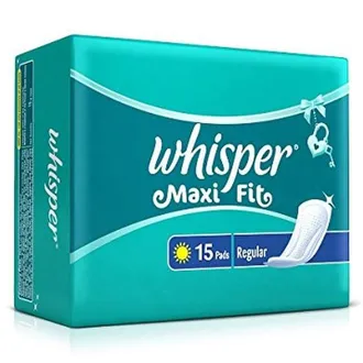 Whisper Maxi Fit Sanitary Pads Regular, 15 Count