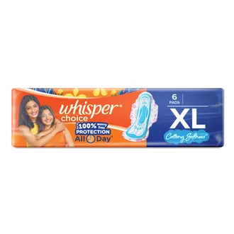 Whisper Choice Wings Sanitary Pads XL, 6 Count