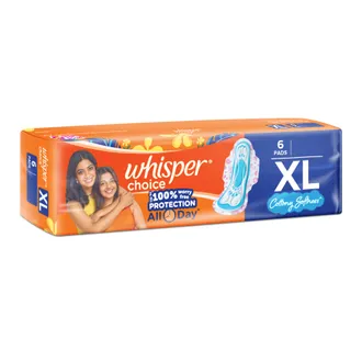 Whisper Choice Wings Sanitary Pads XL, 6 Count