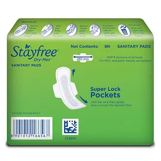 Stayfree Dry-Max Ultra-Dry With Wings Pads, 8 Count