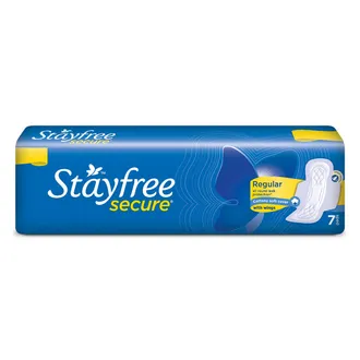 Stayfree Secure Cottony Cover Pads With Wings, Regular 7 Count