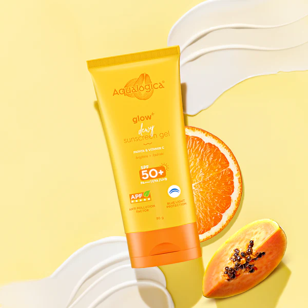 Glow+ Dewy Sunscreen Gel In-Vivo Tested SPF 50+ PA++++ with Papaya & Vitamin C - 80g