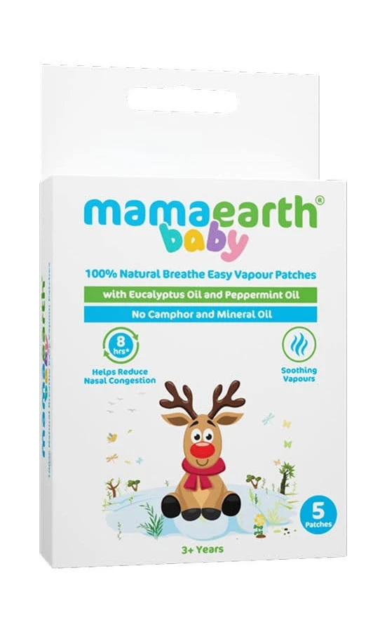 Baby 100% Natural Breathe Easy Vapour Patches with Eucalyptus Oil & Peppermint Oil - 5 pcs