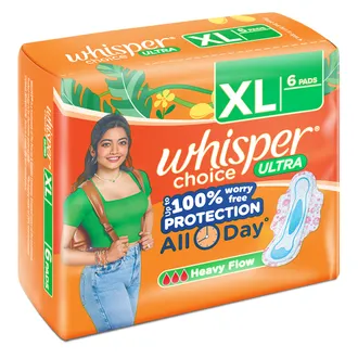Whisper Choice Ultra Wings Sanitary Pads XL, 6 Count
