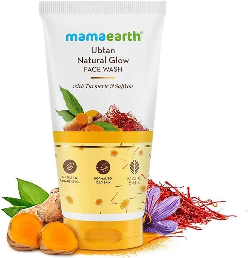 Ubtan Natural Glow Face Wash with Turmeric & Saffron for Tan Removal – 50 ml