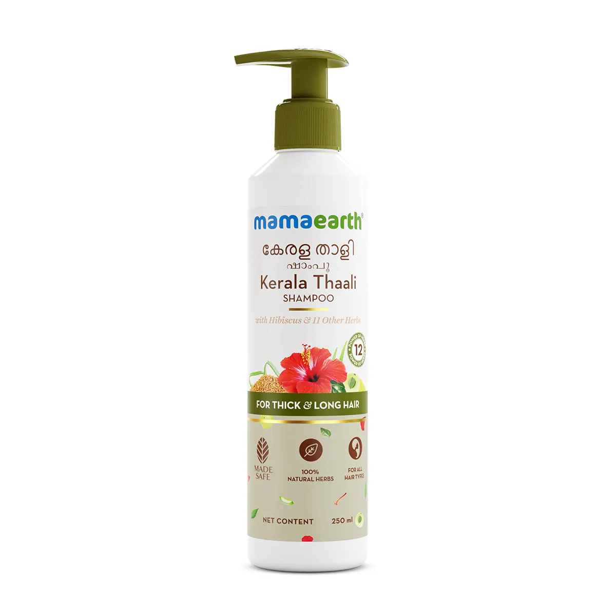 Mamaearth Kerala Thaali Shampoo with the Power of 12 Herbs for Thick & Long Hair - 250 ml