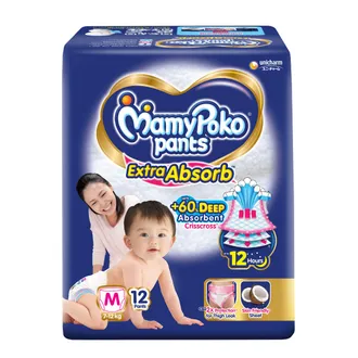 MamyPoko Extra Absorb Diaper Pants Medium, 12 Count