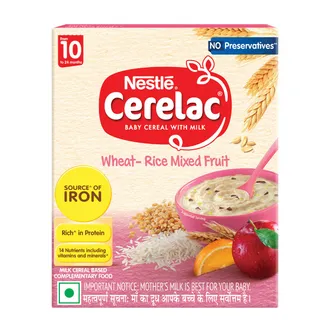 CERELAC Baby Food Cereal | No Refined Sugar | No Preservatives | Wheat Rice