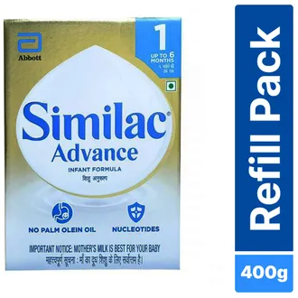 Similac Advance Infant Formula Stage 1 Powder (Up to 6 Months), 400 gm Refill