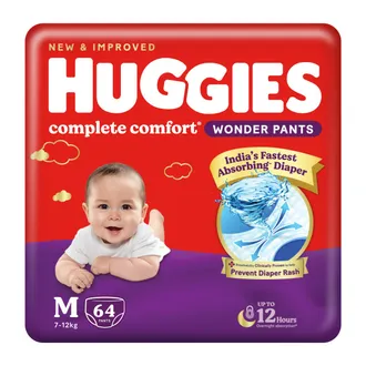 Huggies Complete Comfort Wonder Baby Diaper Pants Medium, 64 Count
